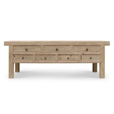 Capri 98.43" Wide 7 Drawer Pine Solid Wood Sideboard | Perigold