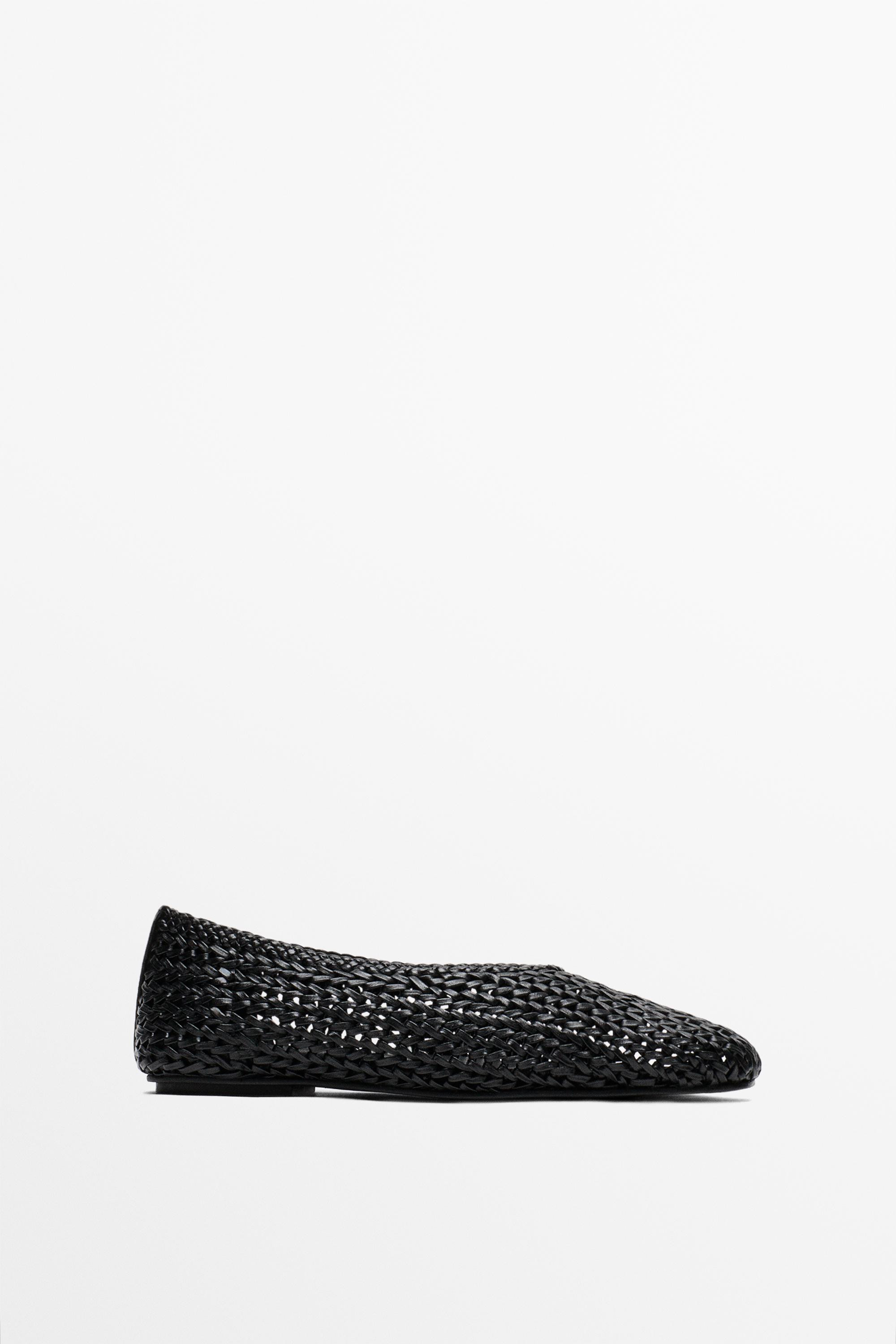 Ballerine tress\u00e9e en cuir | Massimo Dutti FR