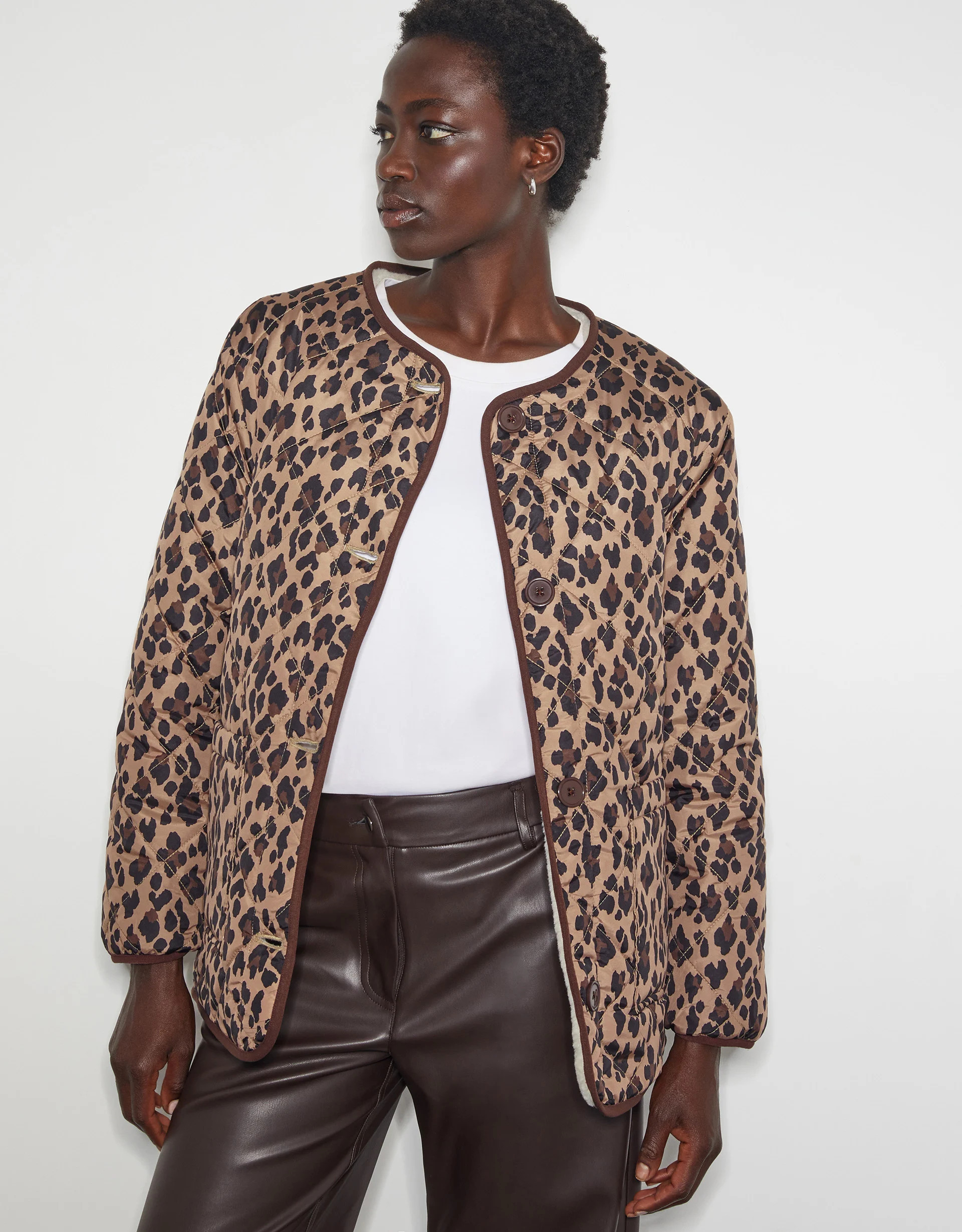 Rue Reversible Quilted Leopard Print Jacket Brown | Monsoon (UK)