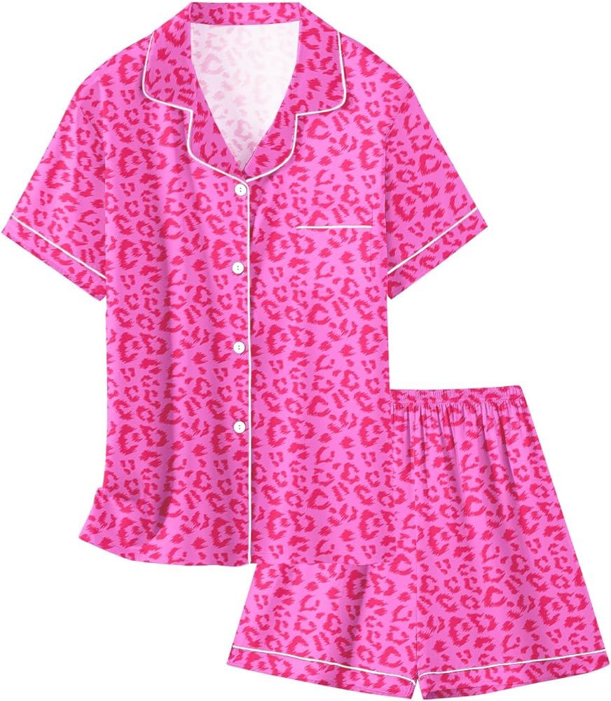 Schbbbta Girls & Womens Silk Pajamas Set, Satin Nightwear Button-Down Sleepwear, 3 Years - Women ... | Amazon (US)