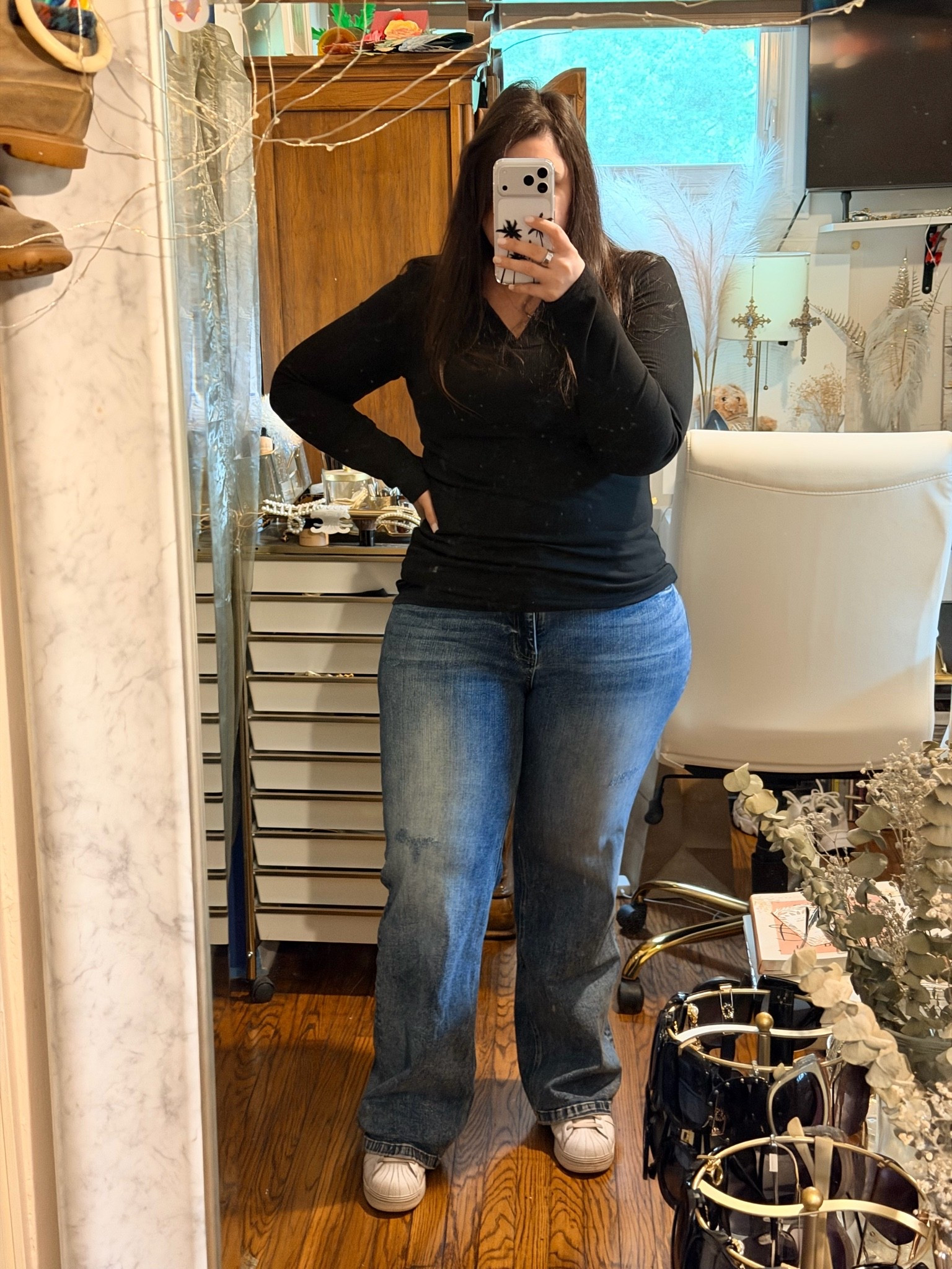 Why is it so cold in May?! Today’s version of the jen uniform. This collared top is so soft, comfy + flattering! Bonus it’s very affordable. 

And can you go wrong with a pair of flare denim? I think not!

#LTKMidsize #LTKSeasonal #LTKootd