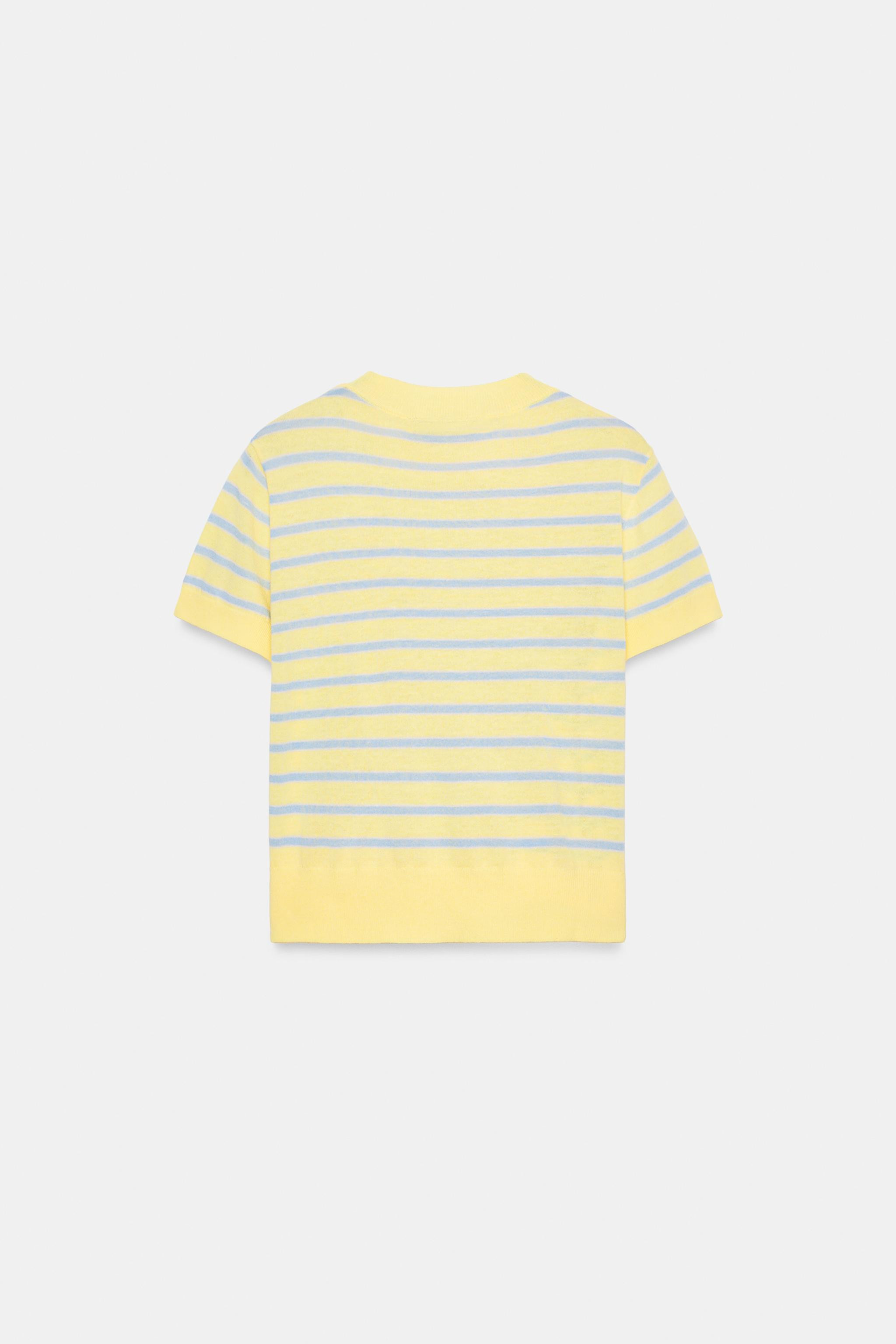 STRIPED SHORT SLEEVE KNIT SWEATER | Zara US