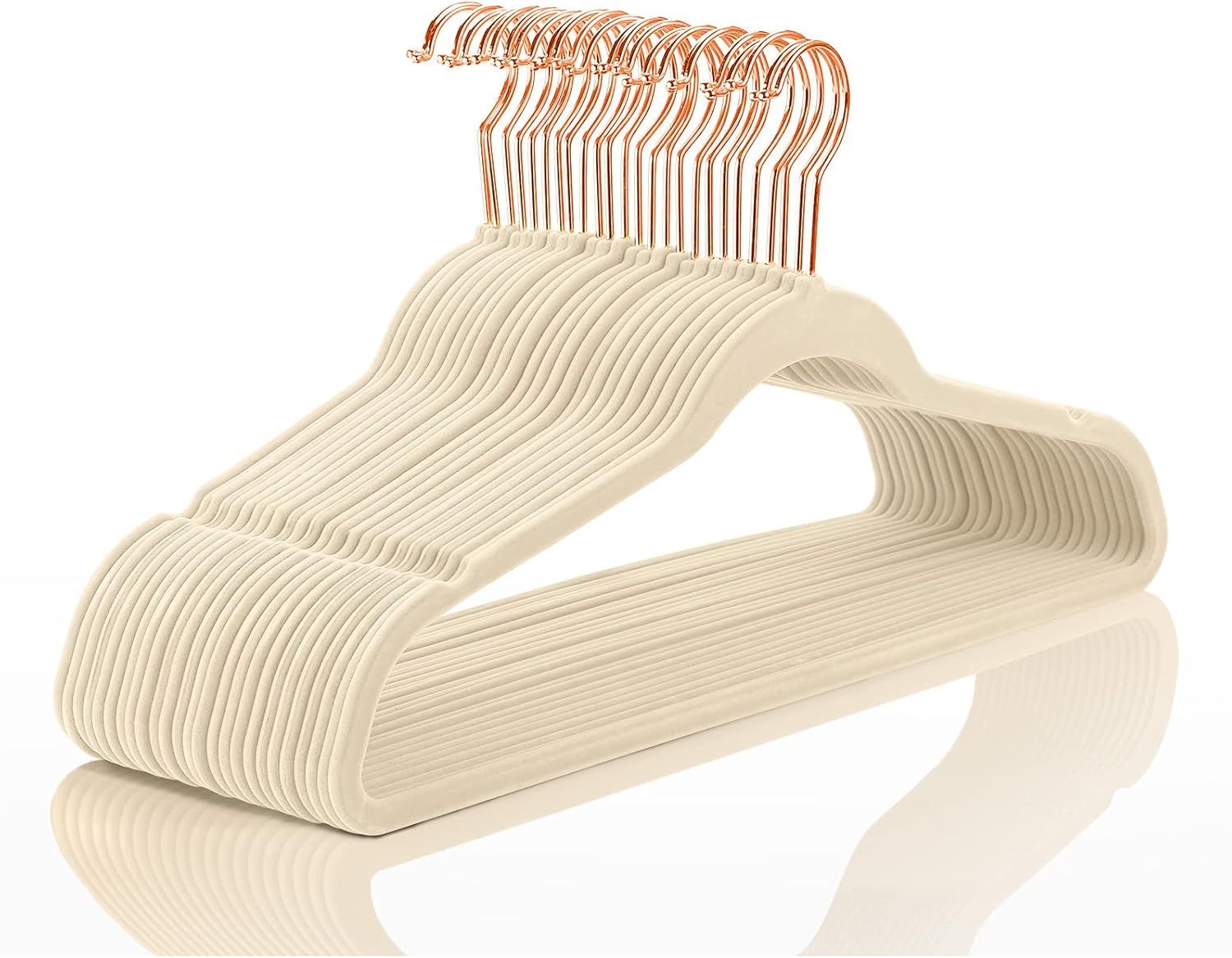 Premium Velvet Hangers (Pack of 50) Heavyduty - Non Slip - Velvet Suit Hangers Ivory - Copper/Ros... | Amazon (US)