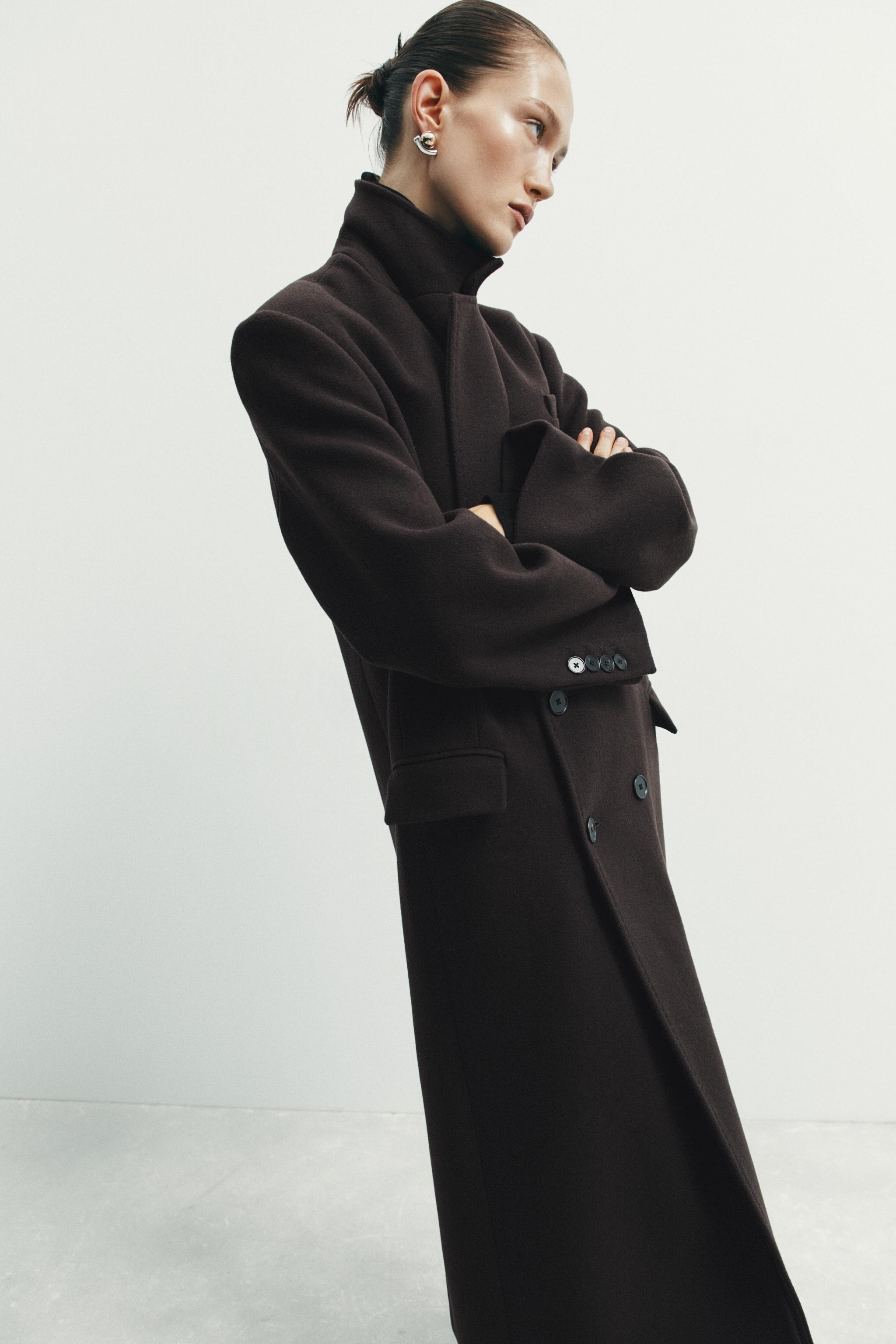 ZW COLLECTION OVERSIZE WOOL BLEND DOUBLE-BREASTED COAT | Zara AU