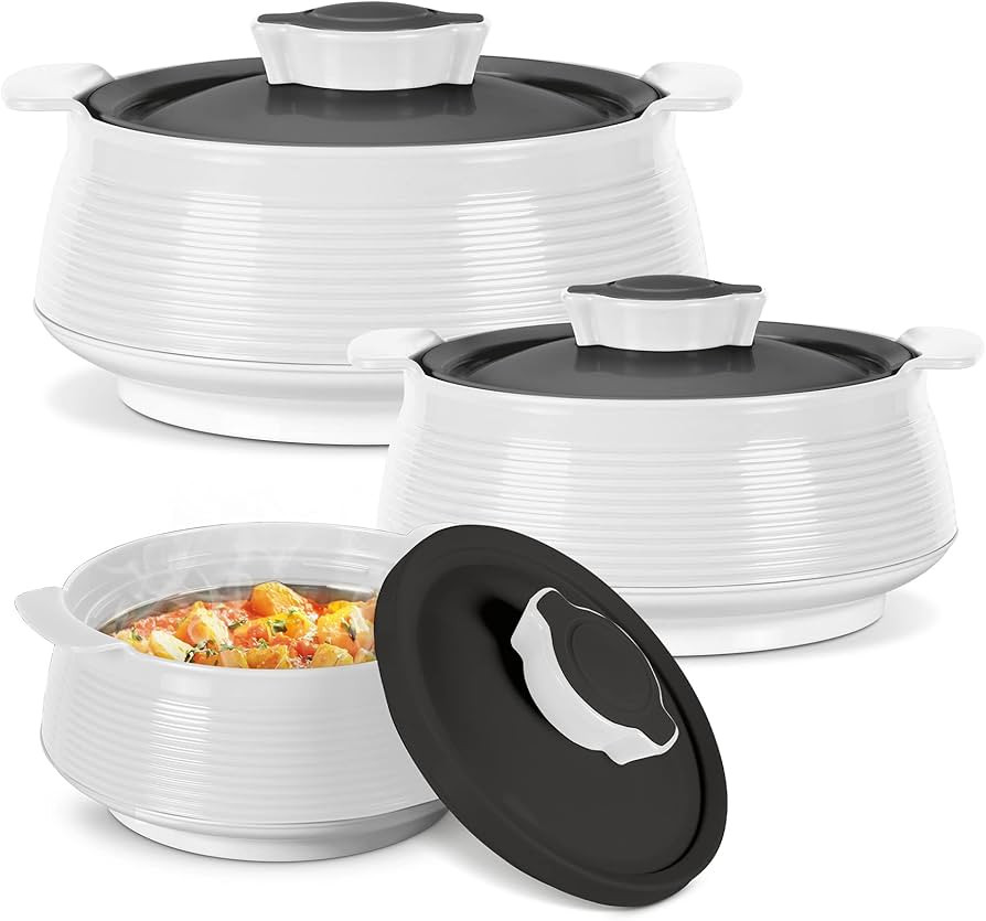 Milton Venice Regular Insulated Inner Stainless Steel Casserole, Set of 3, (850 ml, 1.35 Litres, ... | Amazon (US)