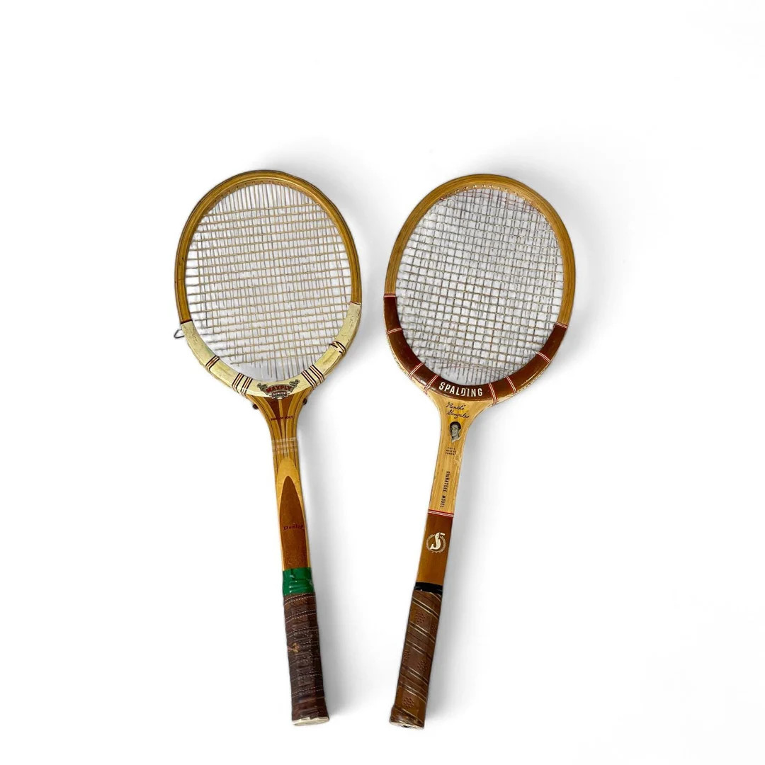 Vintage Wooden Tennis Rackets Dunlop Maxply Fort, Spalding Pancho Gonzales, Game Room Wall Art, S... | Etsy (US)