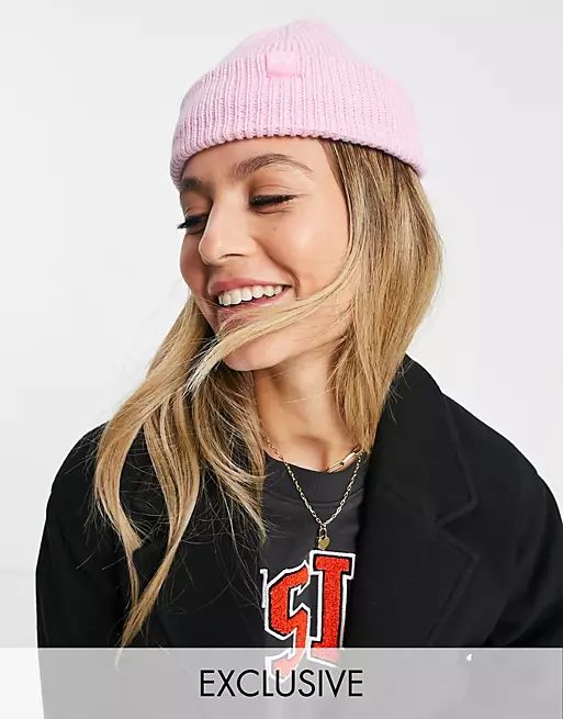 Reclaimed Vintage inspired recycled logo beanie in pink  | ASOS | ASOS (Global)