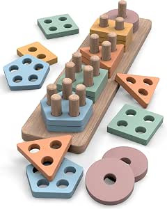GOPO TOYS Montessori Toys for 18+ Months Old - Toddlers Wooden Sorting and Stacking Toys for Baby... | Amazon (US)