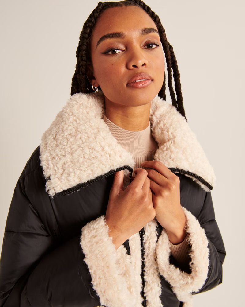 Women's A&F Ultra Long Diamond Quilted Sherpa-Lined Puffer | Women's Coats & Jackets | Abercrombi... | Abercrombie & Fitch (US)