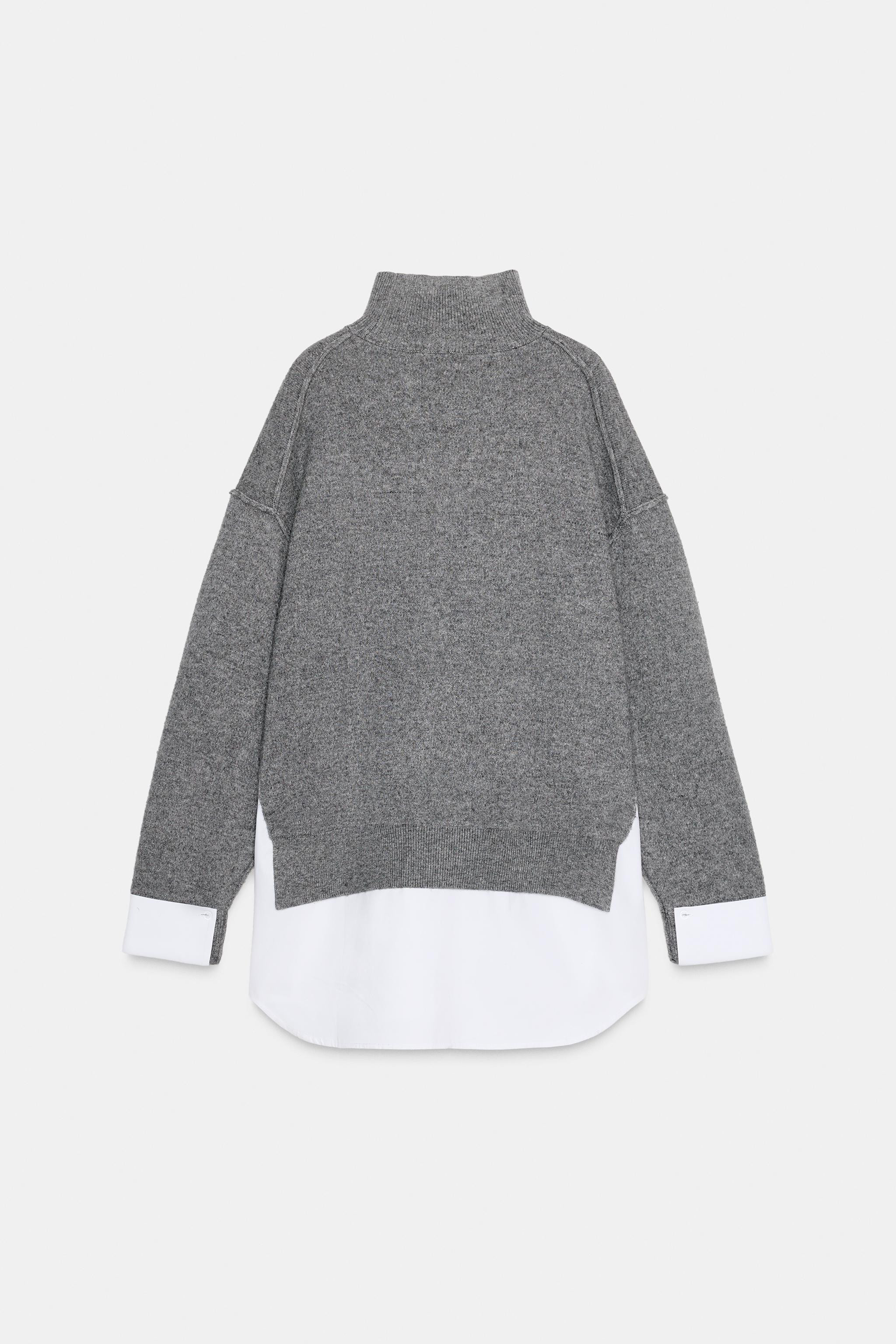 COMBINATION POPLIN KNIT SWEATER | Zara US