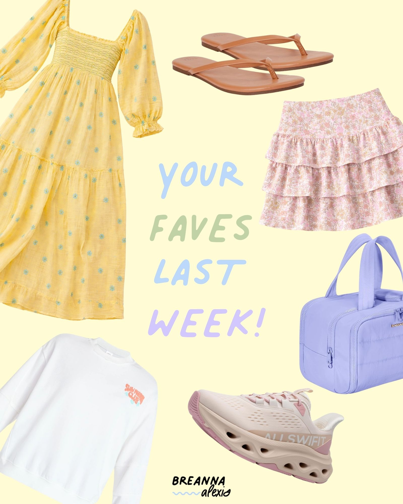 This week’s top sellers are in 🤍
This Amazon dress is so pretty—perfect for spring. Loving these neutral sandals and the ruffle detail skirt. This travel makeup bag is a must for your next trip, and this Walmart graphic sweatshirt is so cute. Also obsessed with these Amazon walking shoes. 

 #LTKmomlife #LTKSeasonal #LTKBeauty