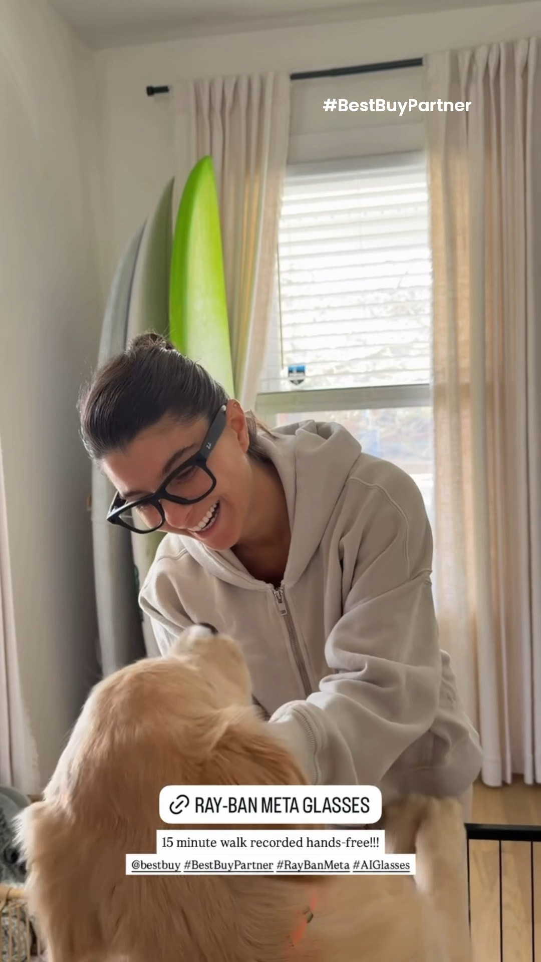[5/15/25] #BestBuyPartner Hands-free and captured by Ray-Ban Meta glasses. 

I love how I can ask Meta AI questions, like “Hey Meta, what are some things we can do today living since we live by the beach?” or “Hey Meta, what are some things I could do with my dog nearby?” 	

Save up to 25% on select Ray-Ban Meta glasses at @bestbuy. Offer ends 5/25/26. 
Available in a range of iconic styles that are perfect for everyday wear. Shop now at Best Buy!

Meta AI only in select countries and languages.
For ages 13+ only.
Requires compatible phone with Android or iOS operating system plus wireless internet access.
Features, functionality and content are subject to change or withdrawal at any time.

#RayBanMeta #AIGlasses