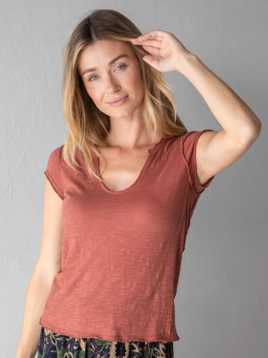 Molly Cotton Tee Shirt - Rust | Natural Life
