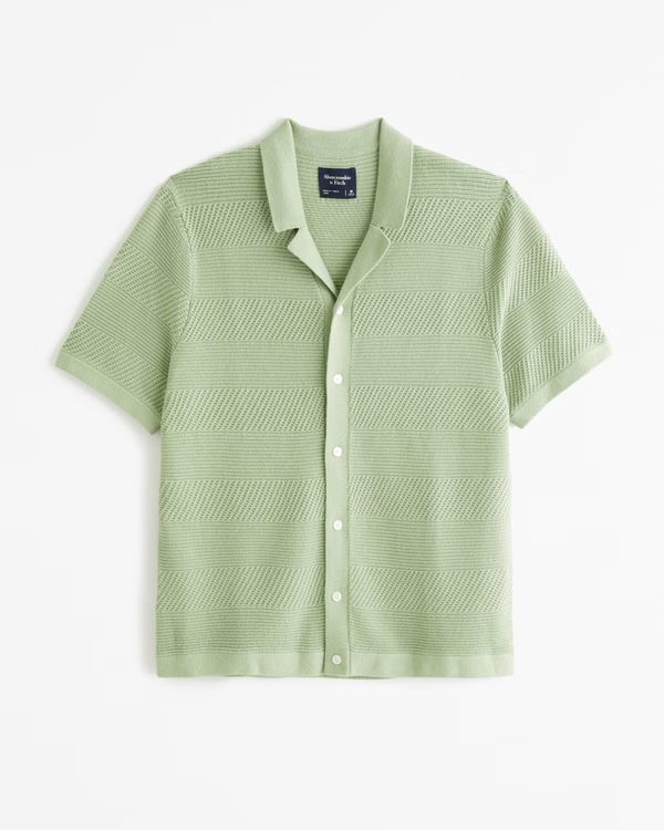 Men's Stitch Button-Through Sweater Polo | Men's Tops | Abercrombie.com | Abercrombie & Fitch (US)