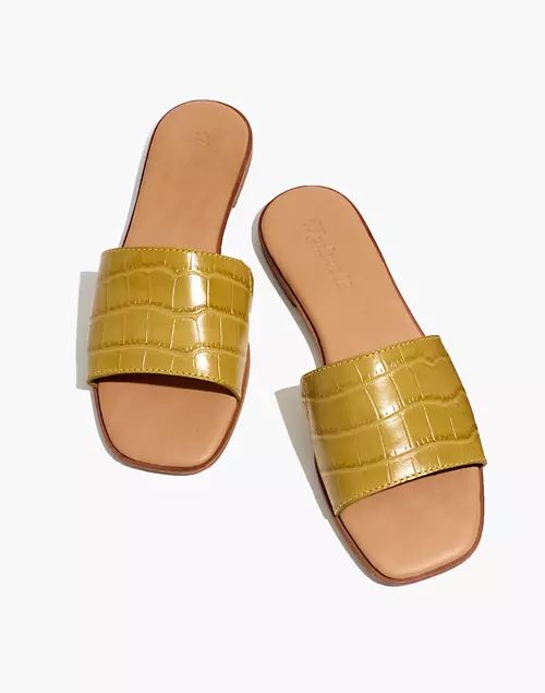 The Lianne Slide in Croc Embossed Leather | Madewell