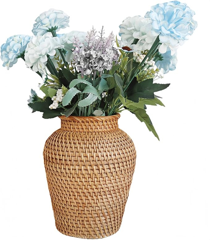 Small Rattan Vase, 7.9" High Hand Woven Wicker Flower Vase for Pampas Grass, Boho Style Table Cen... | Amazon (US)