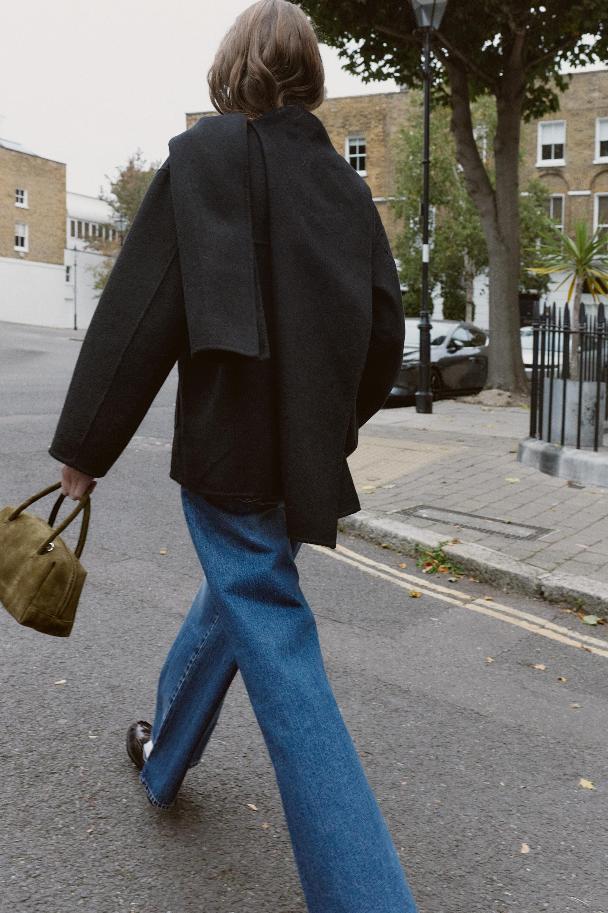 WOOL BLEND SHORT COAT WITH SCARF | Zara US