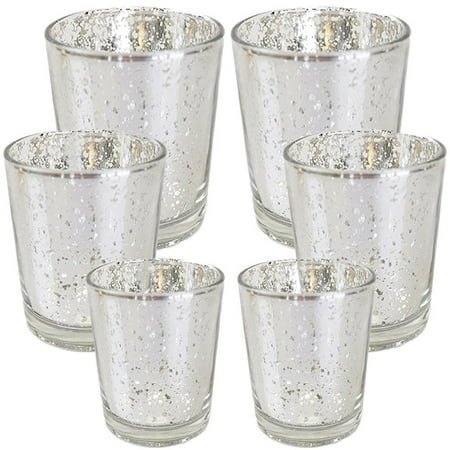 Just Artifacts 6pc Assorted (Size) Silver Mercury Glass Votive Tealight Candle Holder Set - Mercury  | Walmart (US)