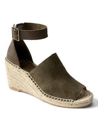 Gap Women Suede Espadrille Wedges Size 10 - Olive | Gap US