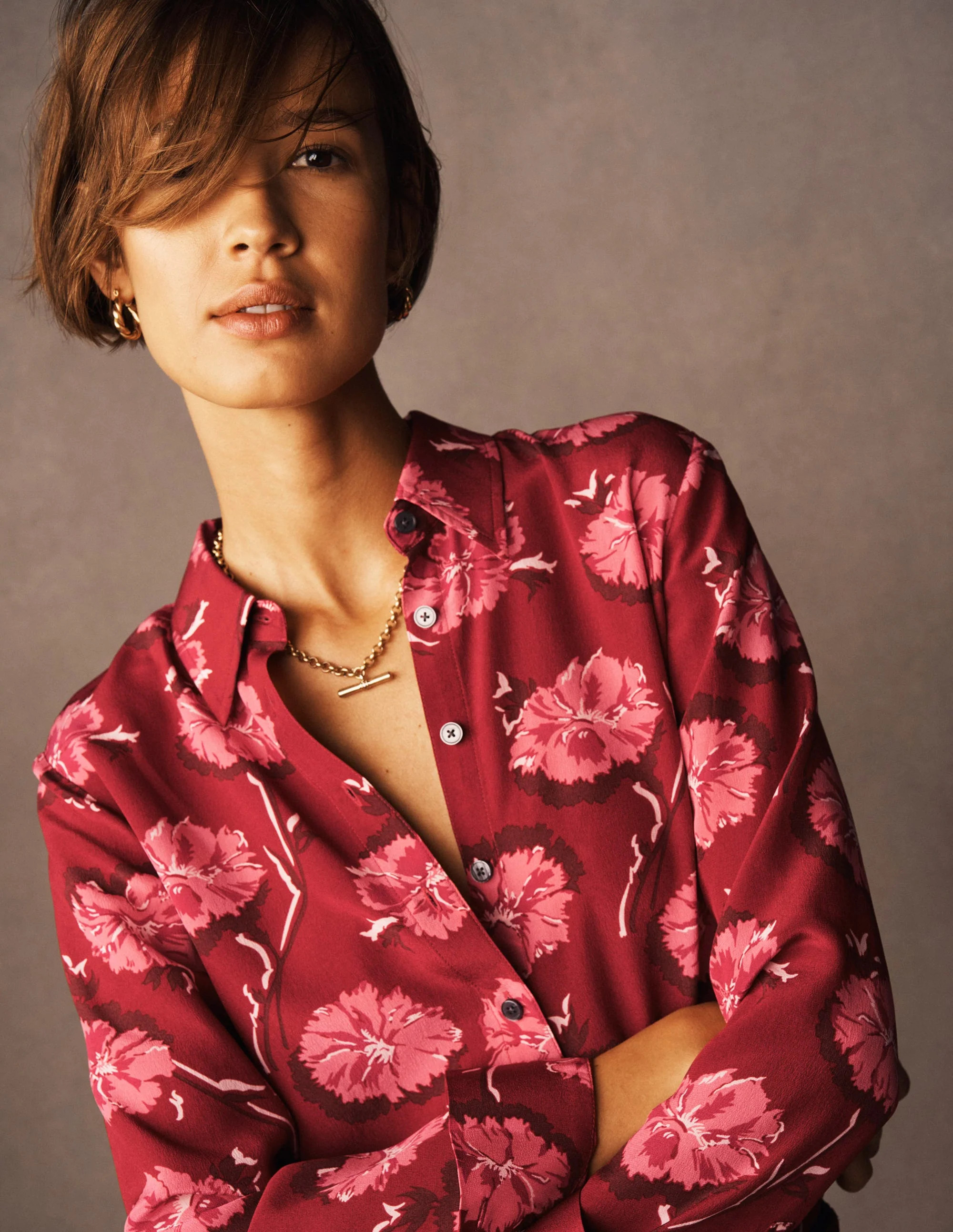 Sienna Silk Shirt-Red, Delicate Carnation | Boden (US)