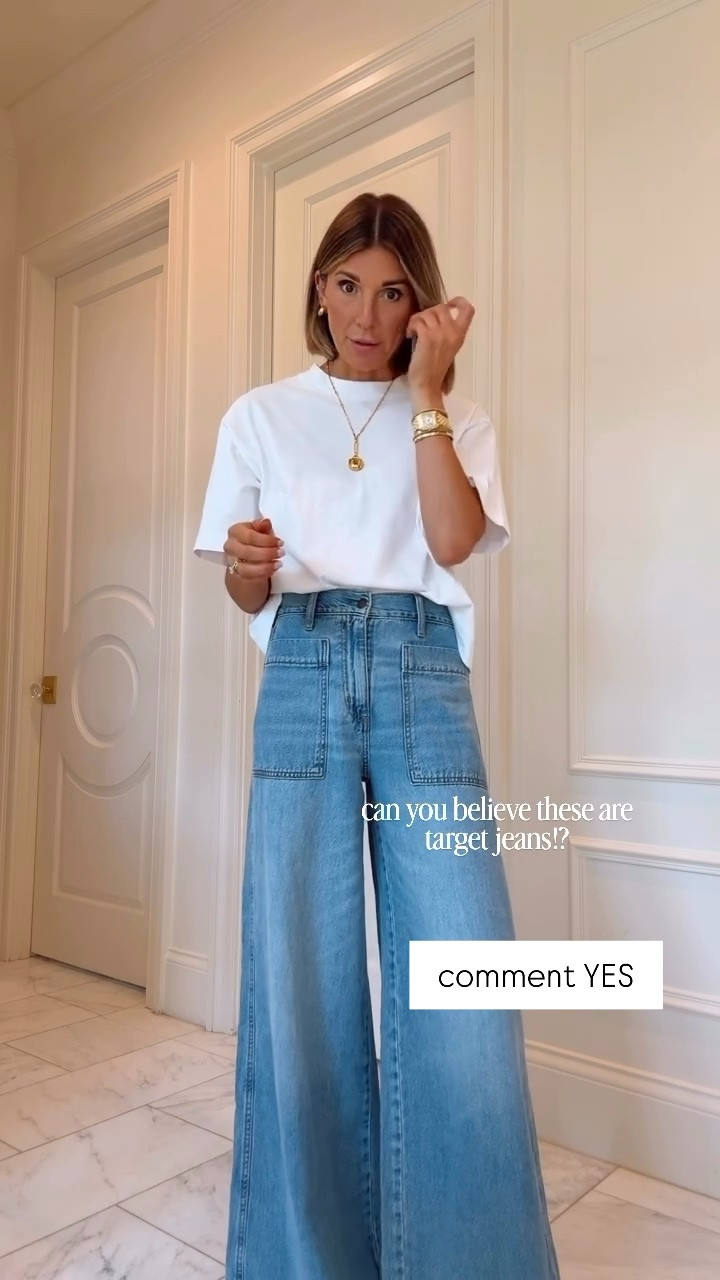 How good are these wide leg jeans at @Target . I'm wearing size 2 these fit tts and I'm 5'7

#LTKfall #LTKjeans #LTKstyletip