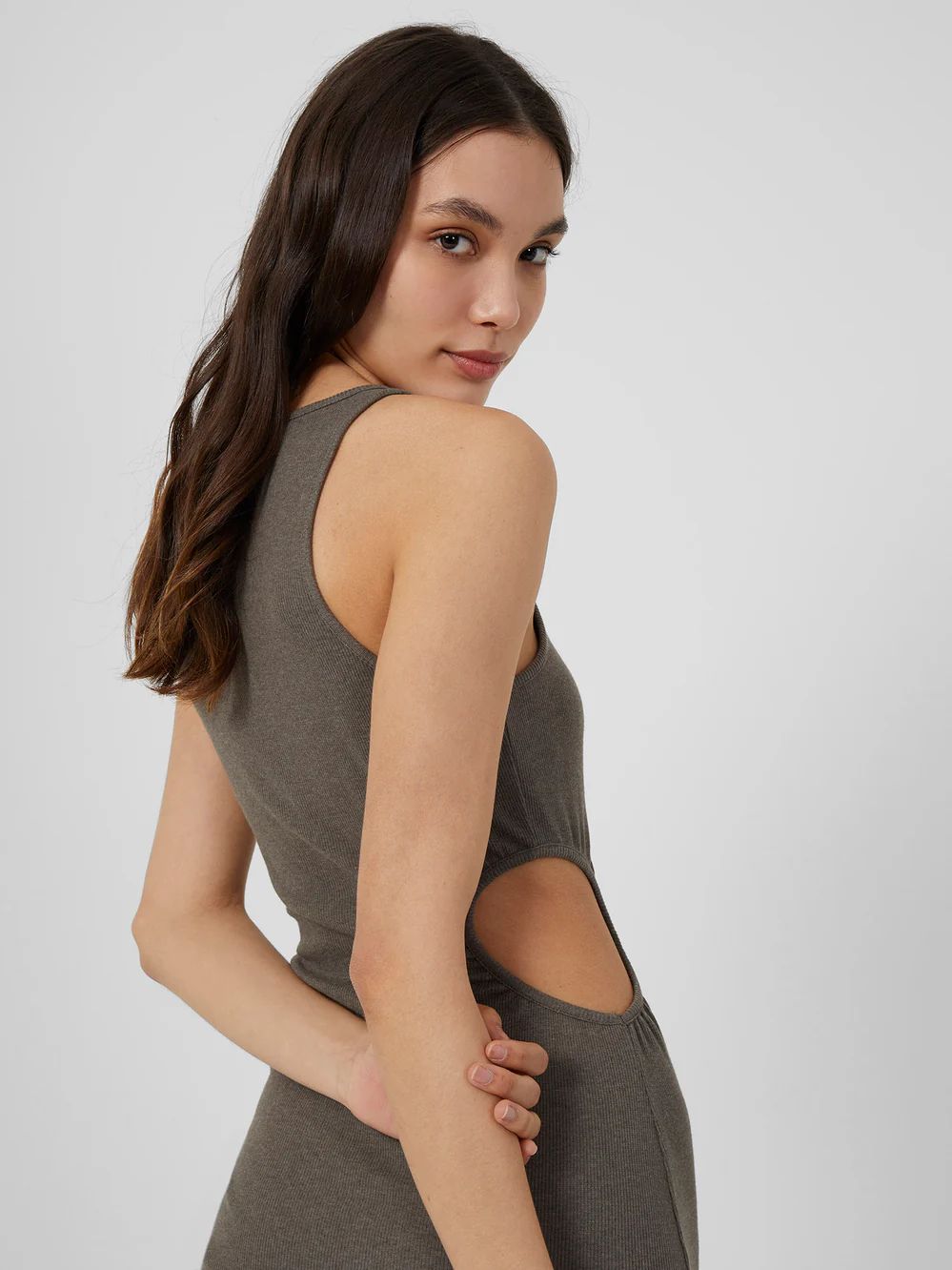 Rasha Ribbed Cut Out Dress | French Connection (US)