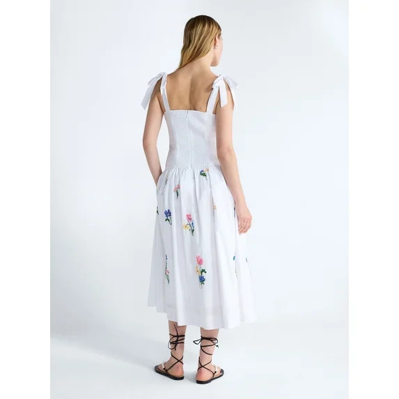 Free Assembly Women's and Women's Plus Embroidered Cotton Sleeveless Maxi Dress, Sizes XS-4X | Walmart (US)