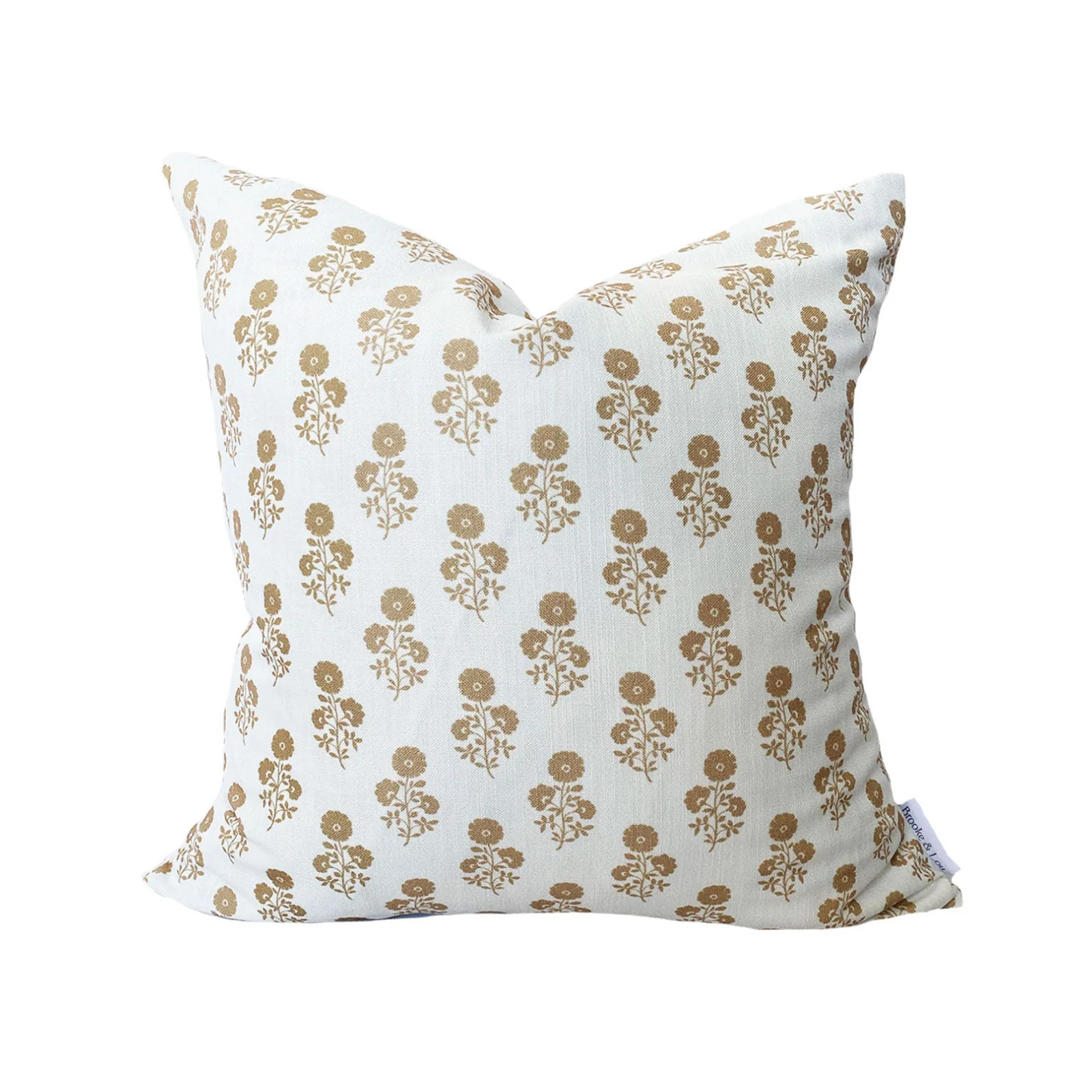 Julia Floral Pillow in Camel on White | Brooke & Lou | Brooke and Lou