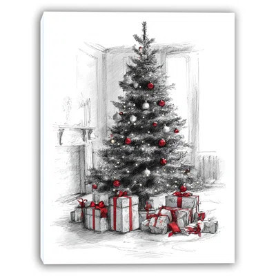 Festive Living Room Christmas Tree Wrapped Canvas Wall Art | Wayfair North America