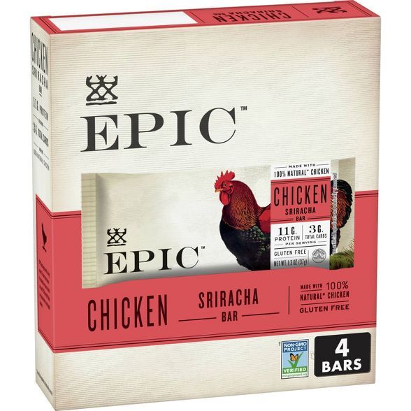 EPIC Chicken Sriracha Nutrition Bar - 6oz 4ct | Target