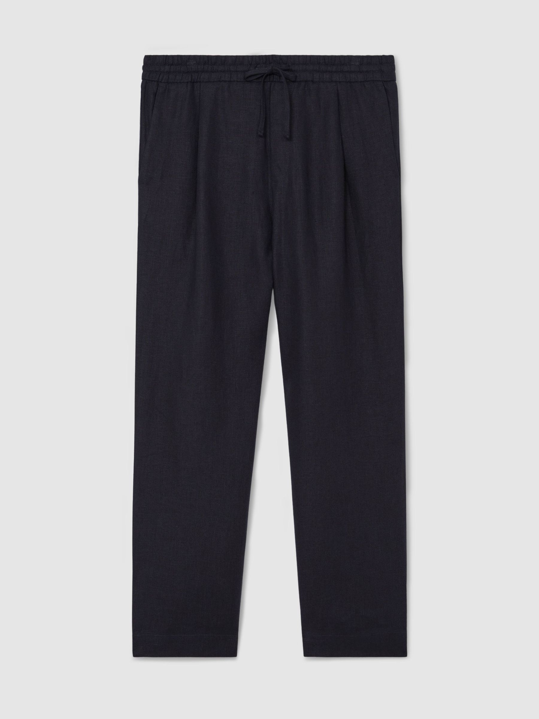 Leinenhose mit Relaxed-Fit und Kordelzug in Marineblau | Reiss DE