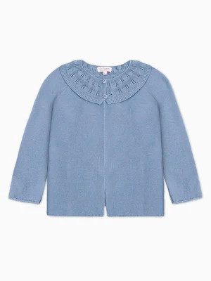 Dusty Blue Baena Merino Girl Cardigan | La Coqueta (US)