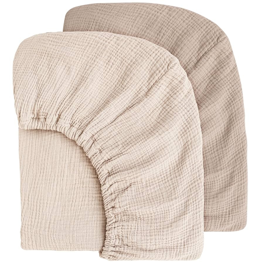 Muslin Crib Sheets for Baby Girls and Boys, Neutral Fitted Baby Bed Sheets for Standard Crib & To... | Amazon (US)