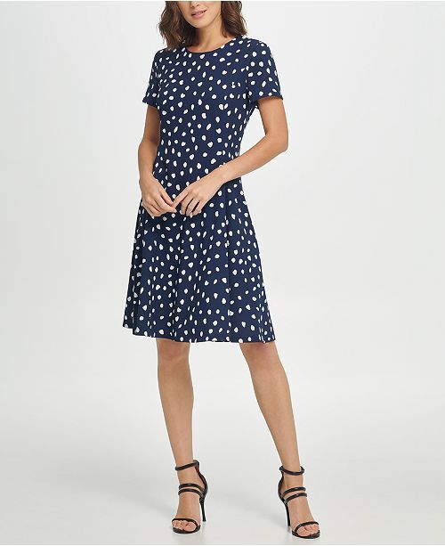 Short Sleeve Fit & Flare Dress | Macys (US)