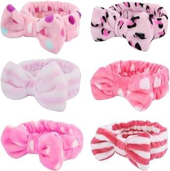 WHAVEL 6 Pack Pink Spa Headbands, Makeup Headbands Skincare Headbands Microfiber Bow Headbands Le... | Amazon (US)