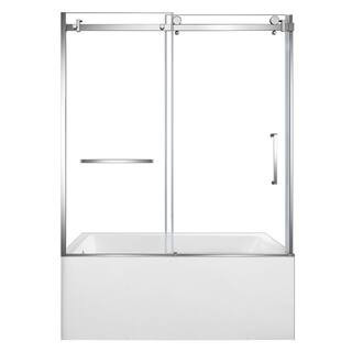 60 in. x 36 in. Acrylic Rectangular Alcove Soaking Bathtub with Left Drain in White/Polished Chrome | The Home Depot