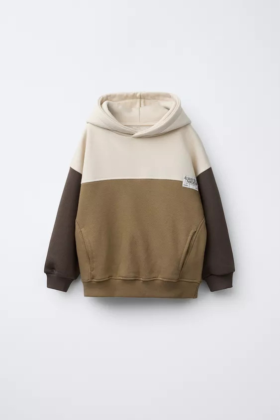 COLOR BLOCK SWEATSHIRT WITH LABEL | Zara US