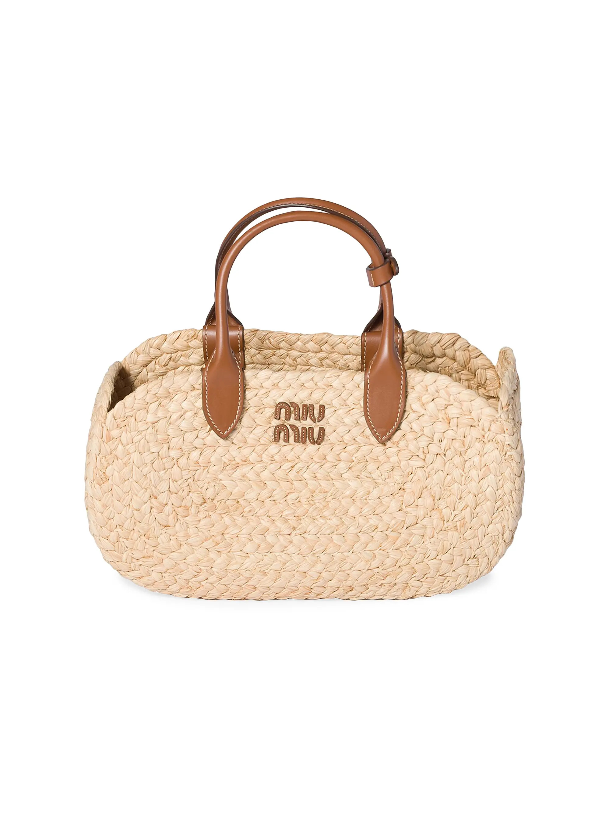 Miu Miu Raffia Top Handle Bag | Saks Fifth Avenue | Saks Fifth Avenue