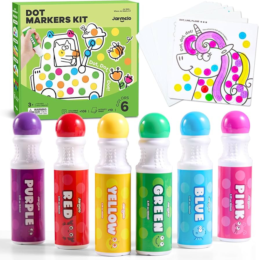 Jar Melo Washable Dot Markers for Toddlers, 6 Colors Dot Paints with 120 Printed PDF & 10 Activit... | Amazon (US)