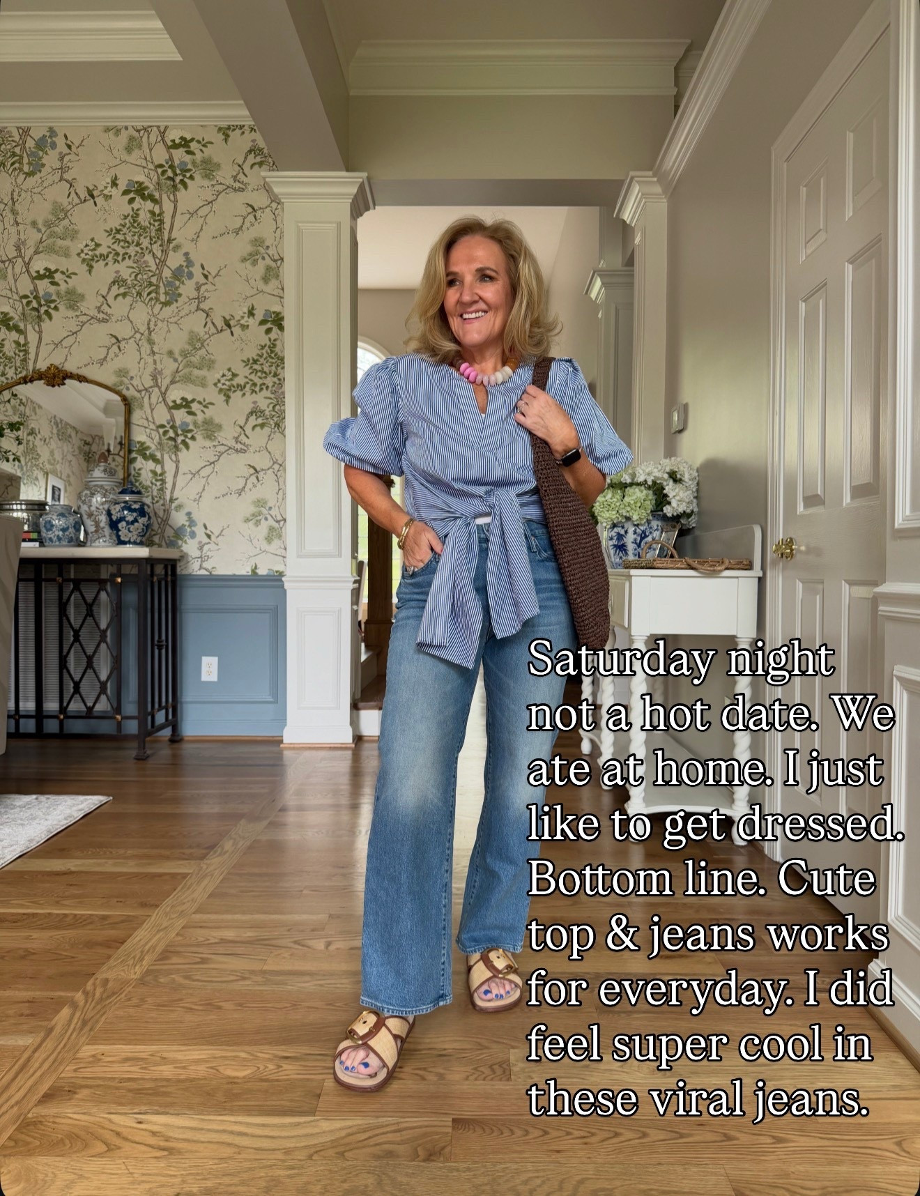 Mother jeans size 30 reg I did size up 1. These have a bit less stretch. 
Top size medium. 


#LTKOver40 #LTKootd #LTKdayinmylife