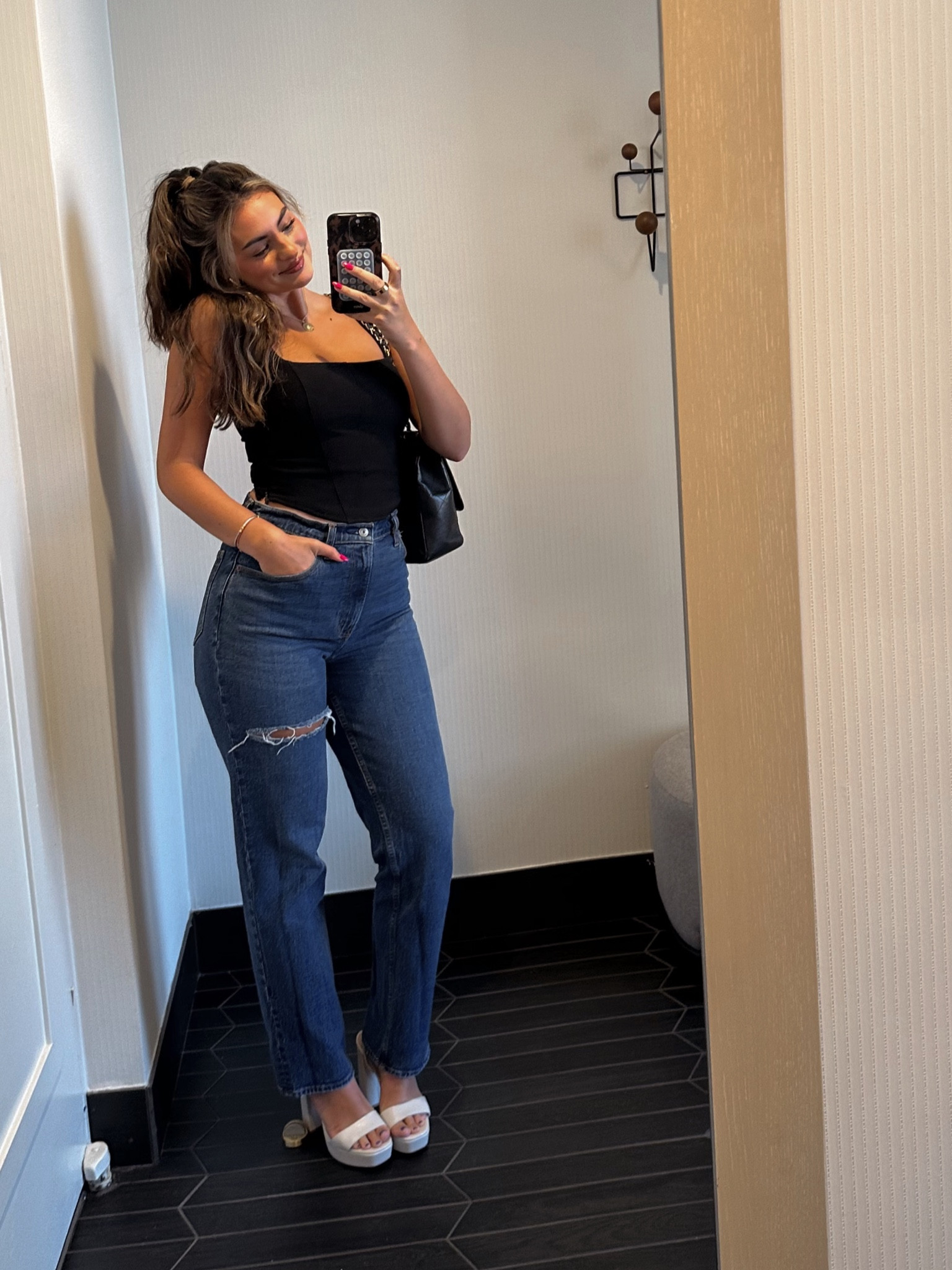 dinner date fit! Abercrombie top and jeans, Steve Madden shoes, bag is secondhand ◡̈ 

#LTKsalealert #LTKFind #LTKshoecrush