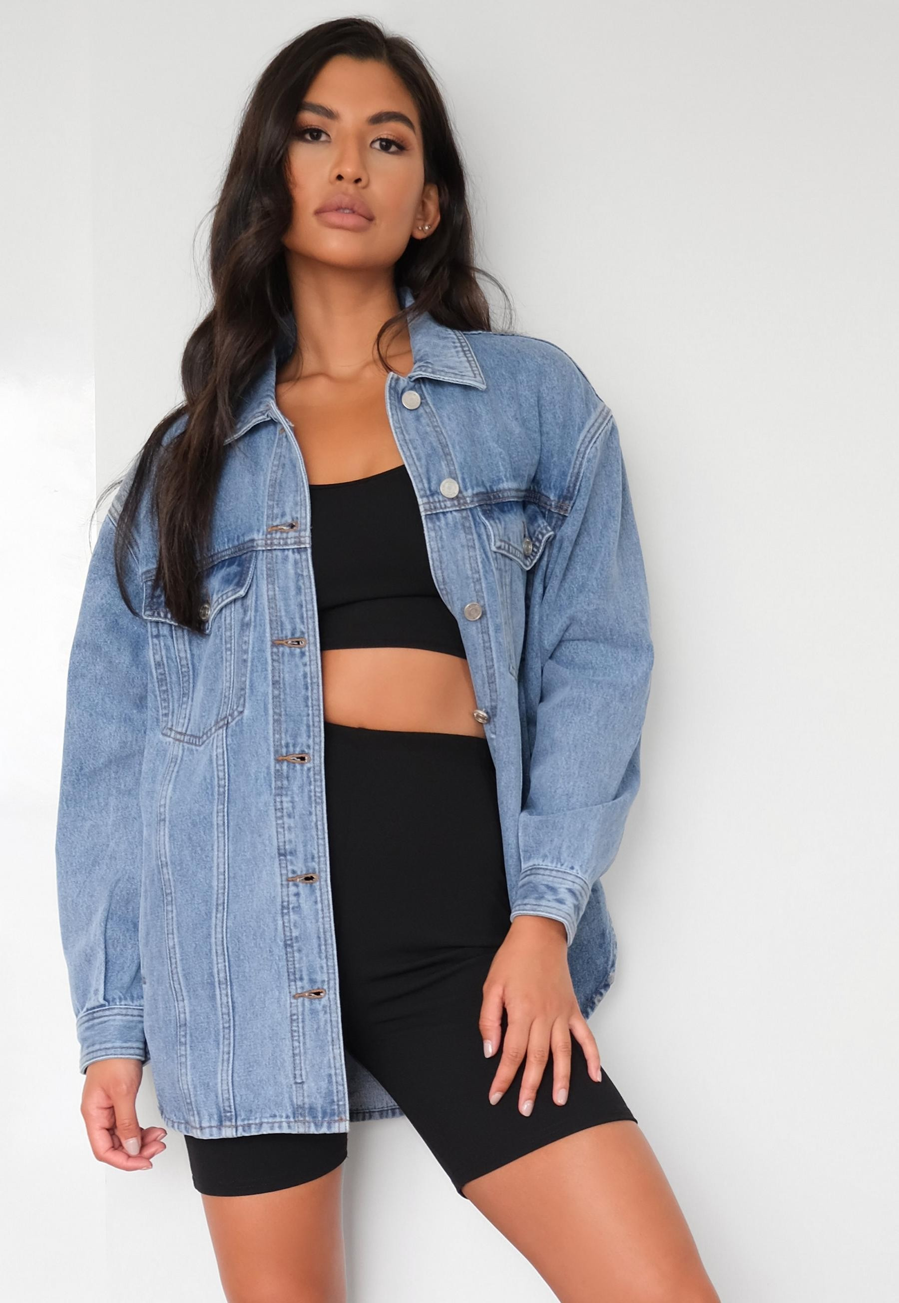 Missguided - Light Blue Oversized Curve Hem Denim Jacket | Missguided (US & CA)