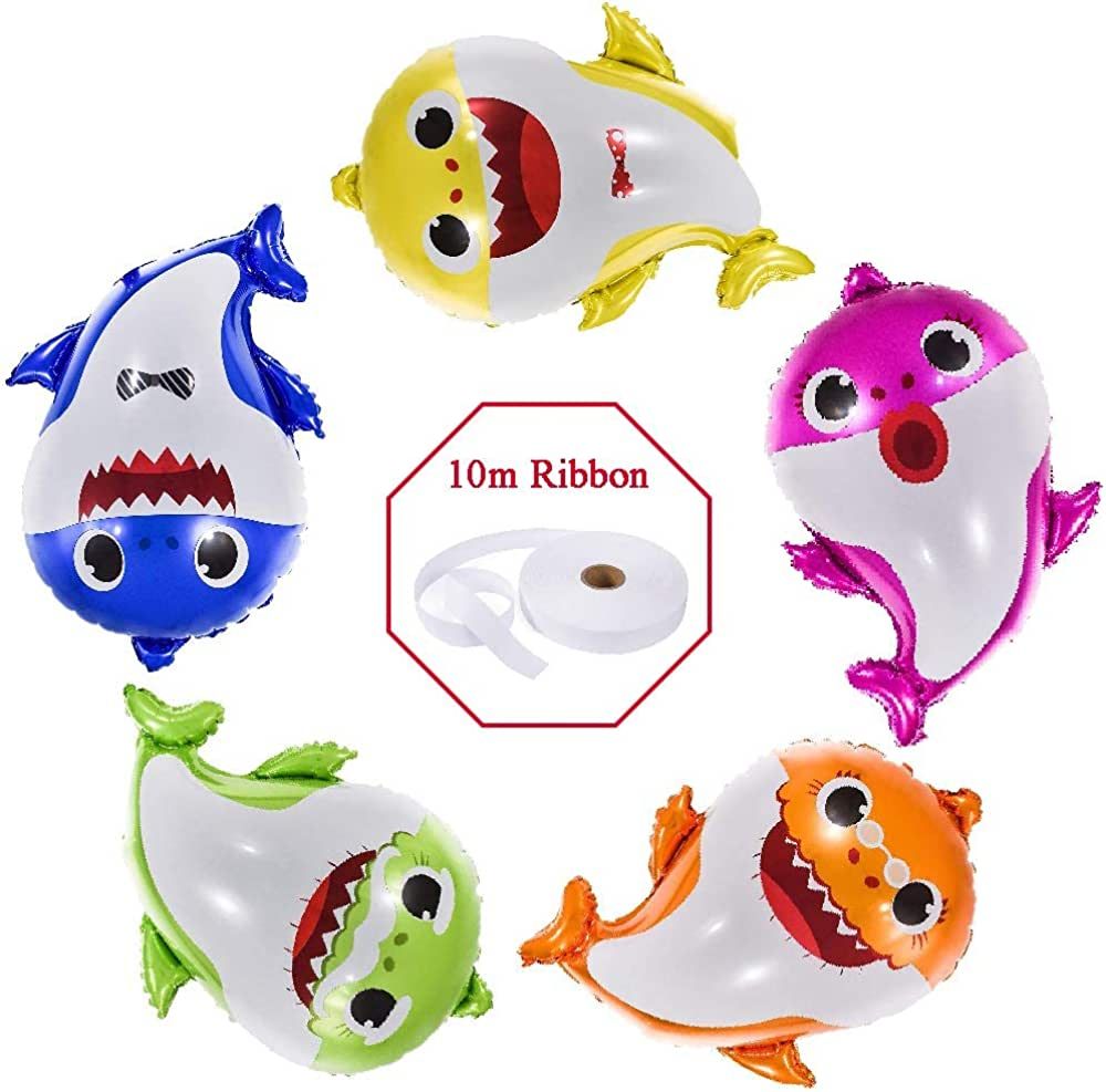 Baby Shark Balloons 25 Inch, 5 Pcs sharks Family Balloons For Birthday Decorations, Baby Cute Sha... | Amazon (US)