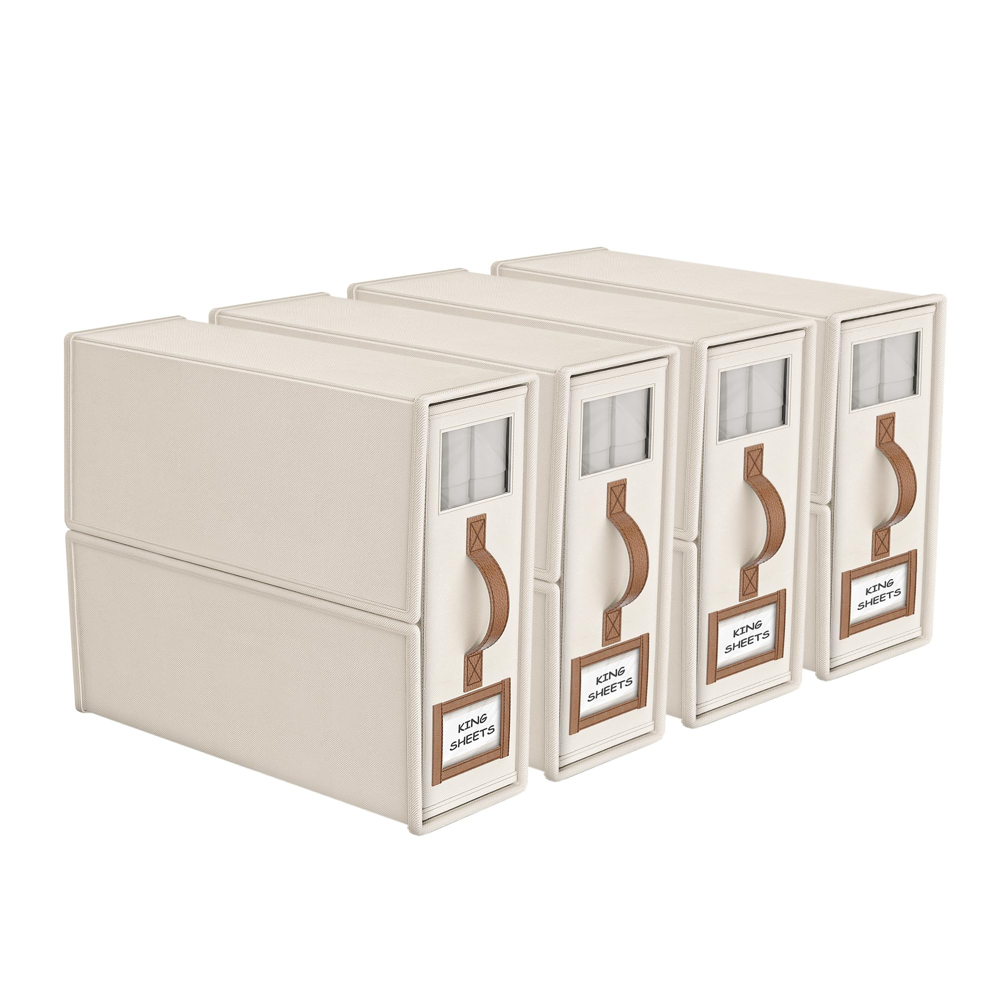 4 Pack Foldable Bed Sheets Set Organizers and Storage(King & Queen Size),Linen Fabric Closet Orga... | Amazon (US)