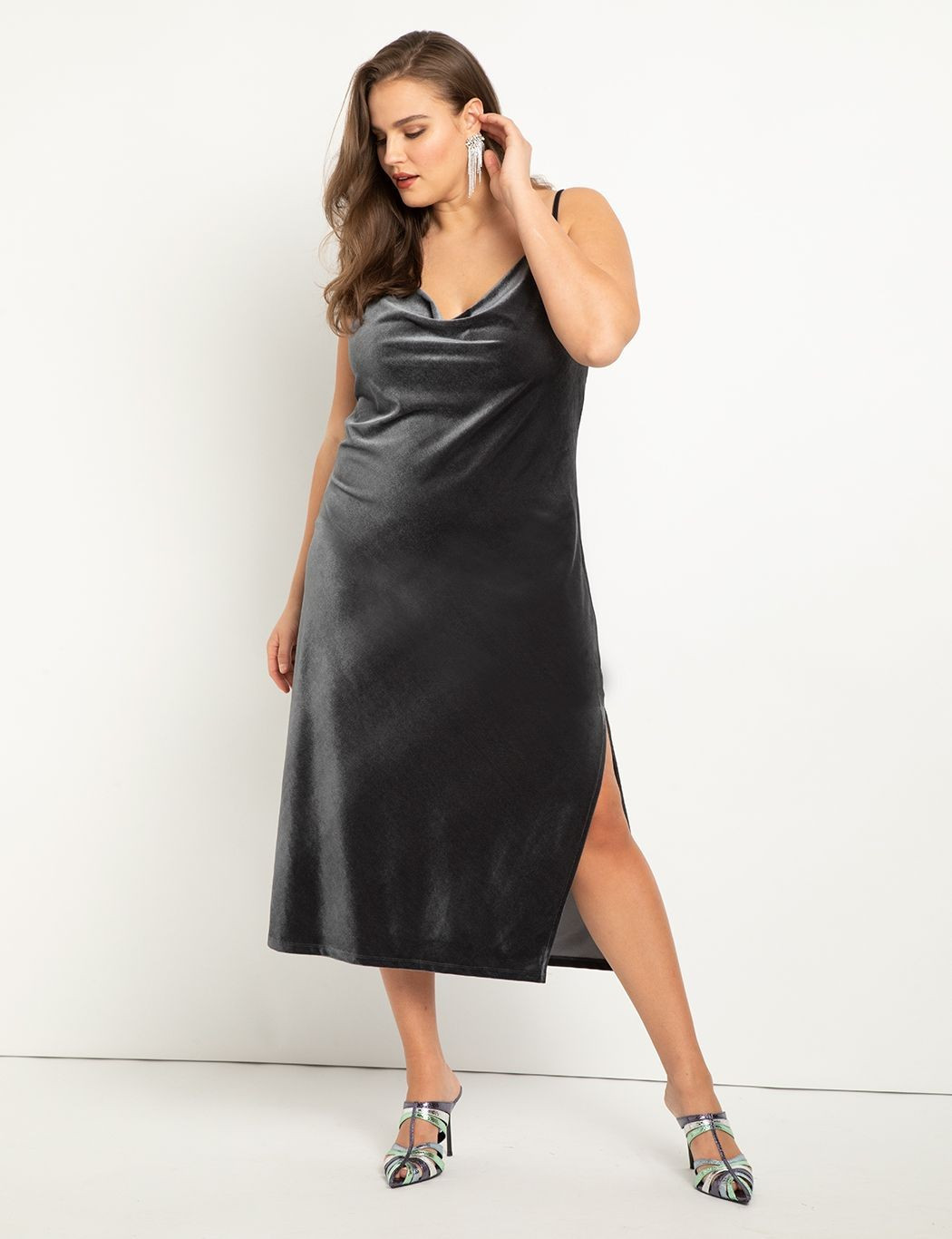 Cowl Neck Velvet Slip Dress | Eloquii