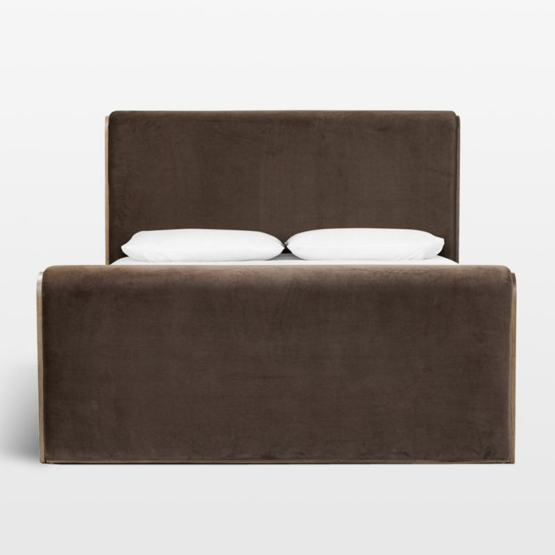 Sloane Cocoa Brown Upholstered Queen Bed | Crate & Barrel | Crate & Barrel
