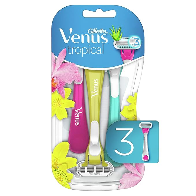 Gillette Venus Tropical Disposable Razors for Women, 3 Count, Designed for a Smooth Shave, Tropic... | Amazon (US)