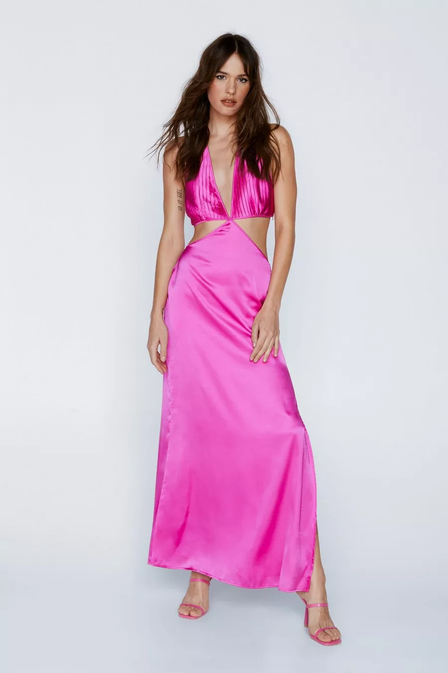 Pleated Bust Halter Cut Out Maxi Dress | Nasty Gal (US)