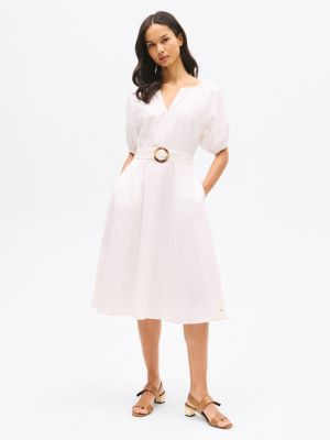 Linen Blend Puff-Sleeve Dress | Tommy Hilfiger | Tommy Hilfiger (US)