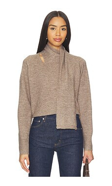 Line & Dot Billie Scarf Sweater in Taupe from Revolve.com | Revolve Clothing (Global)